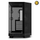 NZXT H6 Flow RGB Black compact dual-chamber mid-tower PC case with ultra-clear tempered glass, angled front-right F120 RGB Core fans, and 91mm cable management clearance