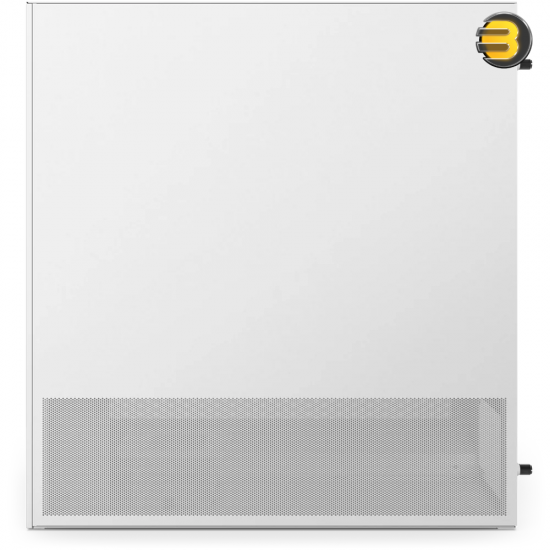 NZXT H5 Flow RGB White compact mid-tower PC case with ultra-clear tempered glass, included F360 RGB Core front fan, and high-performance mesh filters