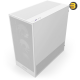 NZXT H5 Flow RGB White compact mid-tower PC case with ultra-clear tempered glass, included F360 RGB Core front fan, and high-performance mesh filters