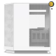 NZXT H6 Flow RGB White compact dual-chamber mid-tower PC case with ultra-clear tempered glass, angled front-right F120 RGB Core fans, and 91mm cable management clearance