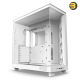 NZXT H6 Flow RGB White compact dual-chamber mid-tower PC case with ultra-clear tempered glass, angled front-right F120 RGB Core fans, and 91mm cable management clearance