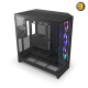 NZXT H9 Flow RGB Black large dual-chamber mid-tower PC case with dark tinted tempered glass, F420 RGB Core front fan, and back-connect ATX motherboard support