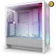 NZXT H5 Flow RGB White compact mid-tower PC case with ultra-clear tempered glass, included F360 RGB Core front fan, and high-performance mesh filters