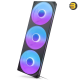 NZXT F420 RGB Core 420mm single-frame RGB case fan unit in matte black with hub-mounted addressable LEDs, fluid dynamic bearing, and single-cable PWM setup