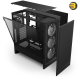 NZXT H5 Flow RGB Black compact mid-tower PC case with ultra-clear tempered glass, included F360 RGB Core front fan, and high-performance mesh filters