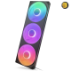 NZXT F420 RGB Core 420mm single-frame RGB case fan unit in matte black with hub-mounted addressable LEDs, fluid dynamic bearing, and single-cable PWM setup