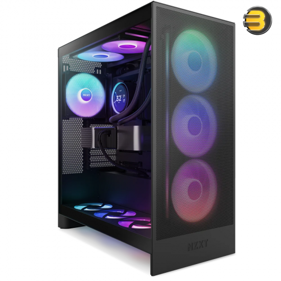 NZXT F420 RGB Core 420mm single-frame RGB case fan unit in matte black with hub-mounted addressable LEDs, fluid dynamic bearing, and single-cable PWM setup