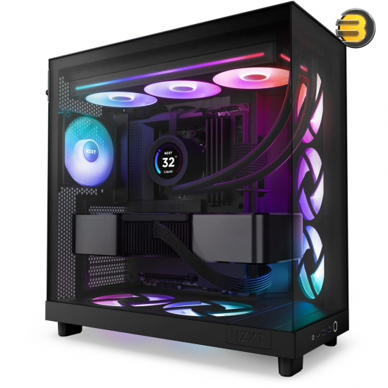 NZXT F360 RGB Core 360mm Single-Frame RGB PWM Fan Unit NZXT F360 RGB Core 360mm single-frame RGB case fan unit in matte black with hub-mounted addressable LEDs, fluid dynamic bearing, and single-cable PWM setup