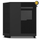 NZXT H6 Flow RGB Black compact dual-chamber mid-tower PC case with ultra-clear tempered glass, angled front-right F120 RGB Core fans, and 91mm cable management clearance