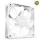 NZXT F120 RGB Core 120mm White case fan with hub-mounted addressable RGB LEDs, fluid dynamic bearing, and 4-pin PWM control for optimal airflow