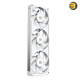 NZXT F360X 360mm performance RGB single-frame fan in white with brushed aluminum accents, 30mm thick profile, and LCP blades for high static pressure