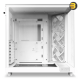 NZXT H6 Flow RGB White compact dual-chamber mid-tower PC case with ultra-clear tempered glass, angled front-right F120 RGB Core fans, and 91mm cable management clearance