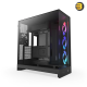 NZXT H9 Flow RGB Black large dual-chamber mid-tower PC case with dark tinted tempered glass, F420 RGB Core front fan, and back-connect ATX motherboard support