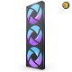NZXT F420 RGB Core 420mm single-frame RGB case fan unit in matte black with hub-mounted addressable LEDs, fluid dynamic bearing, and single-cable PWM setup