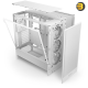 NZXT H5 Flow RGB White compact mid-tower PC case with ultra-clear tempered glass, included F360 RGB Core front fan, and high-performance mesh filters