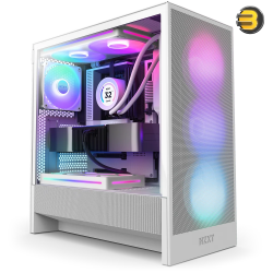 NZXT H5 Flow RGB White Compact Mid-Tower PC Case – Tempered Glass & Included RGB Fans