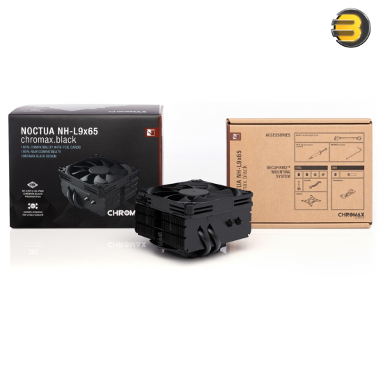 Noctua NH-L9x65 chromax.black Low-Profile CPU Cooler with 4 Heatpipes — Black Coated Heatsink, NF-A9x14 HS-PWM Fan, SecuFirm2 Mounting for Intel & AMD, 65mm Height, Ultra-Quiet Noctua NH-L9x65 chromax.black Low-Profile CPU Cooler with 4 Heatpipes — Black Coated Heatsink, NF-A9x14 HS-PWM Fan, SecuFirm2 Mounting for Intel & AMD, 65mm Height, Ultra-Quiet