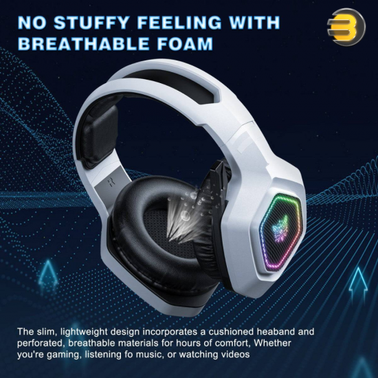 ONIKUMA B100 Tri-Mode RGB Wireless Gaming Headset (Black & White) — 50mm Dual Neodymium Drivers, 2.4GHz USB, Bluetooth 5.3 & Wired 3.5mm Connectivity, Noise-Canceling Rotatable Mic, 60H Battery Life ONIKUMA B100 Tri-Mode RGB Wireless Gaming Headset (Black & White) — 50mm Dual Neodymium Drivers, 2.4GHz USB, Bluetooth 5.3 & Wired 3.5mm Connectivity, Noise-Canceling Rotatable Mic, 60H Battery Life