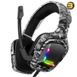 ONIKUMA K20 Camou Wired Gaming Headsets With Microphone RGB Light 