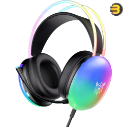 ONIKUMA X25 Gaming Headset Black 50mm Drivers — 3D Stereo Sound, Omnidirectional Noise-Canceling Microphone, Dynamic RGB Lighting, USB + 3.5mm Connectivity, Comfortable Padded Design, In-Line Volume Control, Compatible with PC, PS4, Xbox, Laptop
