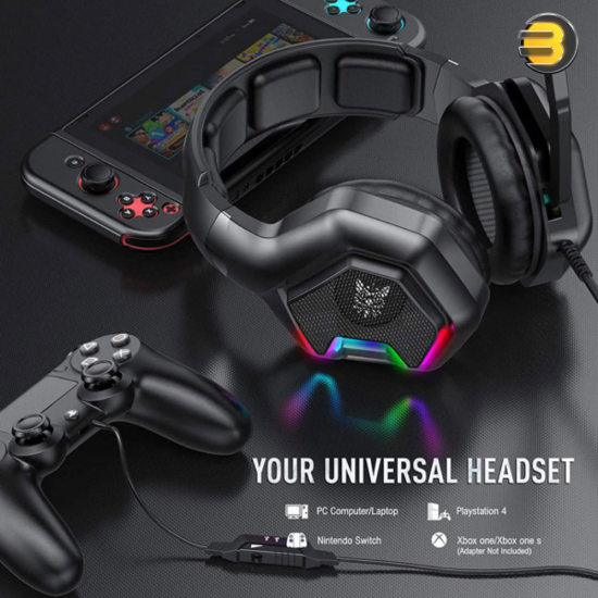 Onikuma K10 7.1 Surround Sound RGB Wired Gaming Headset — 50mm Drivers, Noise-Cancelling Omnidirectional Mic, Soft Over-Ear Cushions, Durable 2.2m Nylon Braided Cable, Multi-Platform Compatible with PC, PS4, Xbox, Xbox One