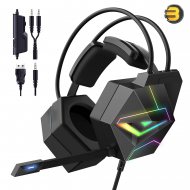 ONIKUMA X20 RGB Gaming Headset, 7.1 Surround Sound — Noise-Canceling Microphone, 50mm Drivers, Dynamic RGB Lighting on Earcups, Comfortable Over-Ear Design