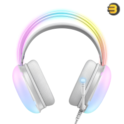 ONIKUMA X25 Gaming Headset White 50mm Drivers — 3D Stereo Sound, Omnidirectional Noise-Canceling Microphone, Dynamic RGB Lighting, USB + 3.5mm Connectivity, Comfortable Padded Design, In-Line Volume Control, Compatible with PC, PS4, Xbox, Laptop