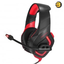 ONIKUMA K1B Wired Gaming Headset Headphone Noise Cancelling Mic - BLACK / RED