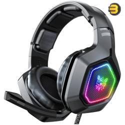 Onikuma K10 7.1 Surround Sound RGB Wired Gaming Headset — 50mm Drivers, Noise-Cancelling Omnidirectional Mic, Soft Over-Ear Cushions, Durable 2.2m Nylon Braided Cable, Multi-Platform Compatible with PC, PS4, Xbox, Xbox One