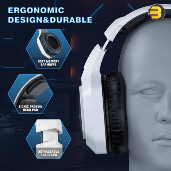 ONIKUMA B100 Tri-Mode RGB Wireless Gaming Headset (Black & White) — 50mm Dual Neodymium Drivers, 2.4GHz USB, Bluetooth 5.3 & Wired 3.5mm Connectivity, Noise-Canceling Rotatable Mic, 60H Battery Life ONIKUMA B100 Tri-Mode RGB Wireless Gaming Headset (Black & White) — 50mm Dual Neodymium Drivers, 2.4GHz USB, Bluetooth 5.3 & Wired 3.5mm Connectivity, Noise-Canceling Rotatable Mic, 60H Battery Life