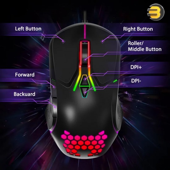 ONIKUMA CW902 6400 DPI Wired RGB Backlit Gaming Mouse