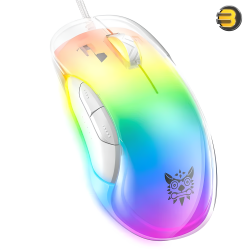 ONIKUMA CW925 RGB Backlit Wired Gaming Mouse White — Lightweight Ergonomic Design, Optical Sensor A825, Customizable DPI up to 12800, Durable 20 Million Click Lifespan, 7 Programmable Buttons, Fast Response, Full RGB Lighting, Comfortable Grip