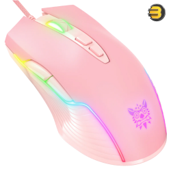 ONIKUMA CW905 RGB Wired Gaming Mouse Pink — 6400 DPI Optical Sensor, 7 Programmable Buttons, USB Connectivity, Ergonomic Design, 1.5m Cable, RGB Backlit