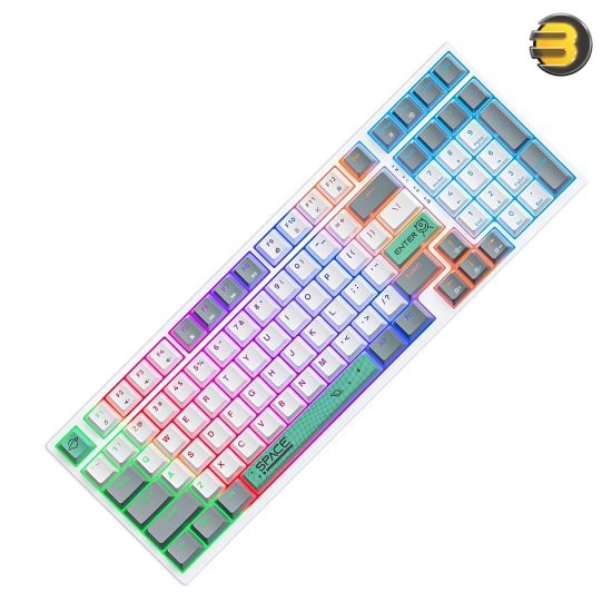 ONIKUMA G38 Three Color Wired Mechanical Keyboard — 98 Keys, RGB Backlight, Blue/Brown Switch, Compact 80% Layout, Anti-Ghosting, Ergonomic Design, 20 Lighting Effects, USB+Type-C, Compatible Windows/Mac/Android/iOS, Plug-and-Play, Black/Blue/White