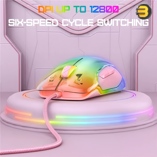 ONIKUMA CW925 RGB Backlit Wired Gaming Mouse Pink — Lightweight Ergonomic Design, Optical Sensor A825, Customizable DPI up to 12800, Durable 20 Million Click Lifespan, 7 Programmable Buttons, Fast Response, Full RGB Lighting, Comfortable Grip ONIKUMA CW925 RGB Backlit Wired Gaming Mouse Pink — Lightweight Ergonomic Design, Optical Sensor A825, Customizable DPI up to 12800, Durable 20 Million Click Lifespan, 7 Programmable Buttons, Fast Response, Full RGB Lighting, Comfortable Grip