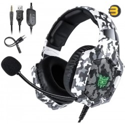 ONIKUMA K8 Wired Stereo Gaming Headphones With Mic LED Lights Camou-Gray
