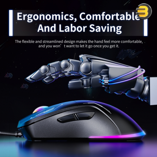 ONIKUMA CW917 RGB Wired Gaming Mouse, 3600 DPI — 6 Programmable Buttons, Ergonomic Design, 7 RGB Lighting Modes, 100IPS Motion Detection, USB 2.0, Black ONIKUMA CW917 RGB Wired Gaming Mouse, 3600 DPI — 6 Programmable Buttons, Ergonomic Design, 7 RGB Lighting Modes, 100IPS Motion Detection, USB 2.0, Black