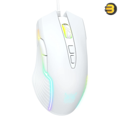 ONIKUMA CW905 RGB Wired Gaming Mouse White — 6400 DPI Optical Sensor, 7 Programmable Buttons, USB Connectivity, Ergonomic Design, 1.5m Cable, RGB Backlit
