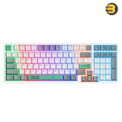 ONIKUMA G38 Three Color Wired Mechanical Keyboard — 98 Keys, RGB Backlight, Blue/Brown Switch, Compact 80% Layout, Anti-Ghosting, Ergonomic Design, 20 Lighting Effects, USB+Type-C, Compatible Windows/Mac/Android/iOS, Plug-and-Play, Black/Blue/White