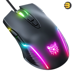 ONIKUMA CW905 RGB Wired Gaming Mouse Black — 6400 DPI Optical Sensor, 7 Programmable Buttons, USB Connectivity, Ergonomic Design, 1.5m Cable, RGB Backlit