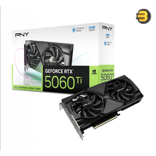 PNY GeForce RTX 5060 Ti 16GB Dual Fan Gaming Graphics Card – 16GB GDDR7, PCIe 5.0, DLSS 4