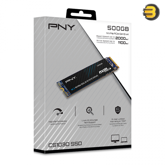 PNY CS1030 500GB M.2 NVMe PCIe Gen3 x4 Internal SSD