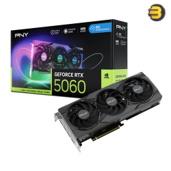 PNY GeForce RTX 5060 8GB ARGB EPIC-X RGB Overclocked Triple-Fan Graphics Card – 3840 CUDA Cores, GDDR7 28 Gbps, PCIe 5.0, 3× DisplayPort 2.1b + HDMI 2.1b, SKU: VCG50608TFXXPB1-O