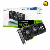 PNY GeForce RTX 5070 Overclocked Triple Fan 12 GB GDDR7 PCIe 5.0 Graphics Card – Black, 6,144 CUDA Cores, 192-bit, 672 GB/s Bandwidth, 3× DisplayPort 2.1b + 1× HDMI 2.1b, 250 W TDP