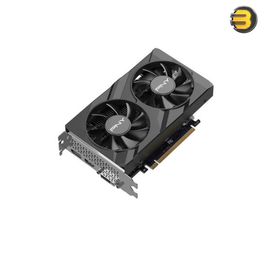 PNY RTX 3050 6GB Verto Dual Fan — 96-Bit GDDR6 - 1 x DVI - 1 x HDMI 2.1 - 1 x DisplayPort 1.4a - 2304 Cores CUDA Cores - PCI Express 4.0 x16