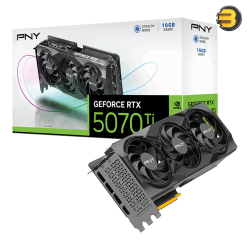 PNY GeForce RTX 5070 Ti 16GB VERTO OC Triple Fan Graphics Card GDDR7 256-bit — PCIe 5.0 x16, Boost Clock Up to 2790 MHz, 8960 CUDA Cores, HDMI 2.1, 3x DisplayPort 2.1b, 300W TDP