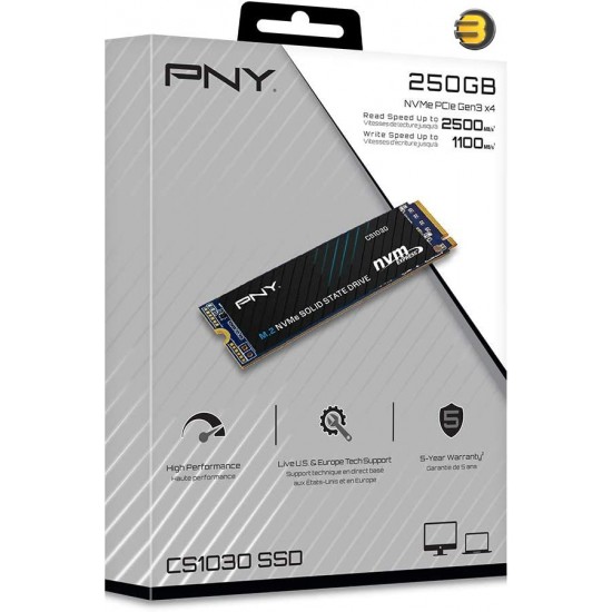 PNY CS1030 250GB M.2 NVMe PCIe Gen3 x4 Internal SSD