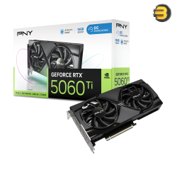 PNY GeForce RTX 5060 Ti 16 GB OC Dual-Fan Graphics Card – 4608 CUDA Cores, 16 GB GDDR7, PCIe 5.0, HDMI 2.1b + 3× DisplayPort 2.1b, SKU: VCG5060T16DFXPB1-O