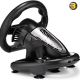 PXN V3 Pro Racing Wheel Black — Wired 6-in-1 Game Controller for PC, PS3, PS4, Xbox One, Nintendo Switch; 180° Rotation, Dual Vibration, Manual Shifting, 8 Programmable Buttons, Linear Pedals, Strong Suction Cups, Ergonomic Design