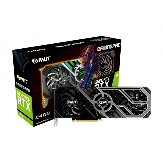 Palit GeForce RTX 3090 GamingPro, 24GB GDDR6X, 384 bit, PCI Express 4.0 x16, HDMI, 3x DP | NED3090019SB-132BA